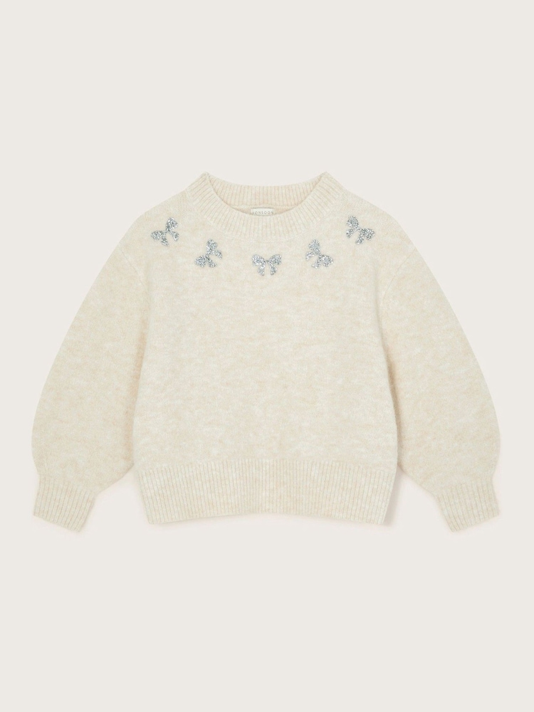 Monsoon Brown Sparkle Bow Jumper - Image 1 of 3