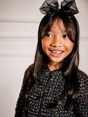 Monsoon Blue Sparkle Tweed Bomber Jacket - Image 3 of 5