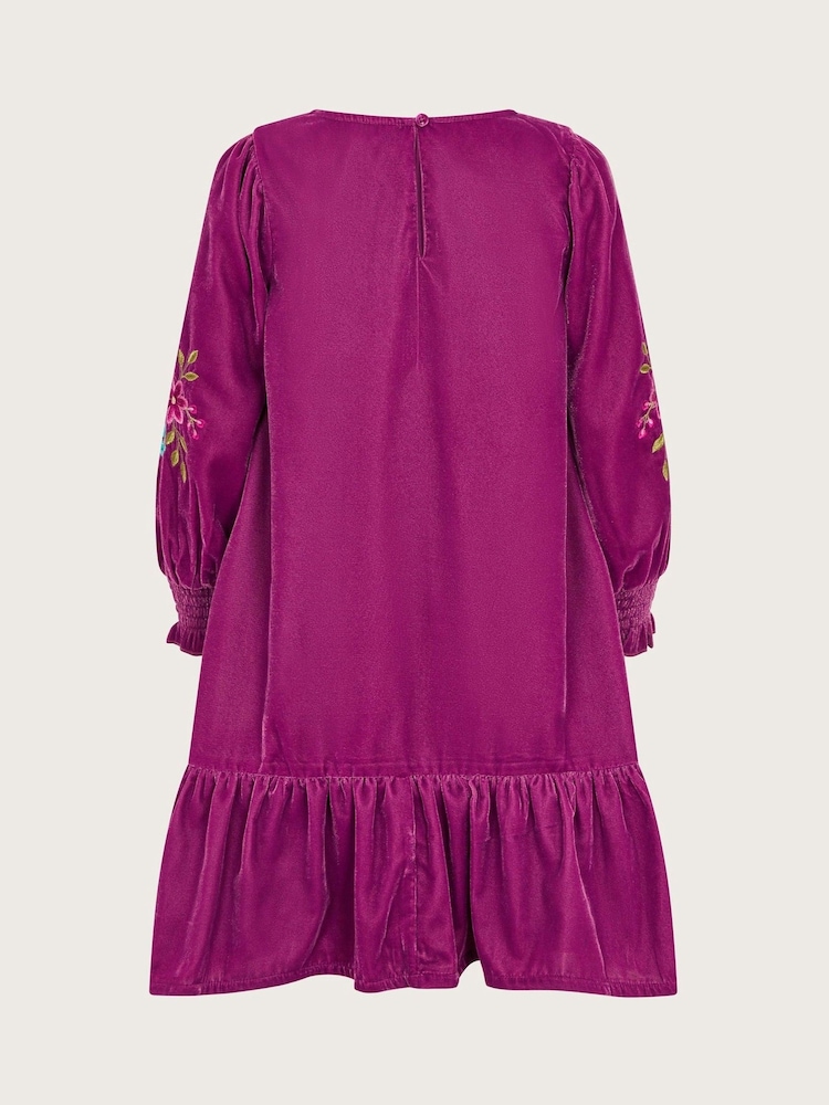 Monsoon Purple Embroidered Velvet Tunic Dress - Image 2 of 3