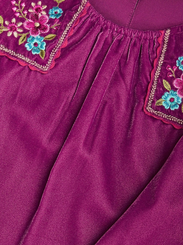 Monsoon Purple Embroidered Velvet Tunic Dress - Image 3 of 3