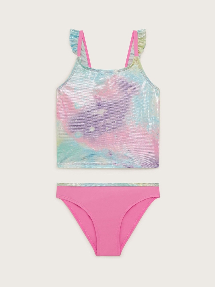 Monsoon Pink Marble Foil Print Tankini Set - Image 1 of 3
