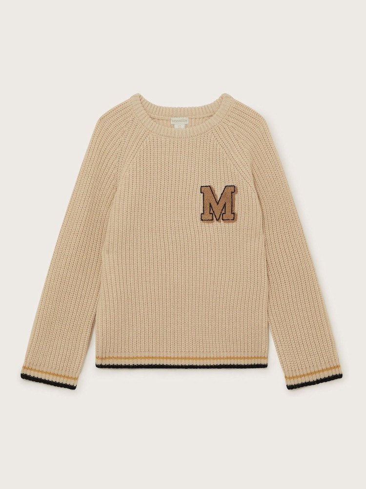 Monsoon Natural M Cable Knit Jumper - Image 1 of 3