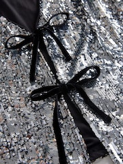 Silver Tie Front Sequin Waistcoat - Image 5 of 6