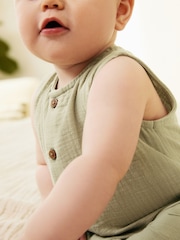 Sage Green Baby Woven Romper (0mths-2yrs) - Image 5 of 11