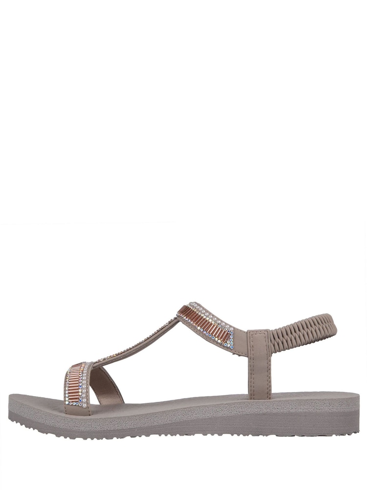 Skechers Taupe Meditation Womens Sandals - Image 2 of 5