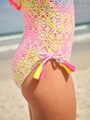 Tie-dye - Broderie Frill Swimsuit (3-16yrs) - Image 2 of 7