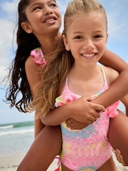 Tie-dye - Broderie Frill Swimsuit (3-16yrs) - Image 3 of 7