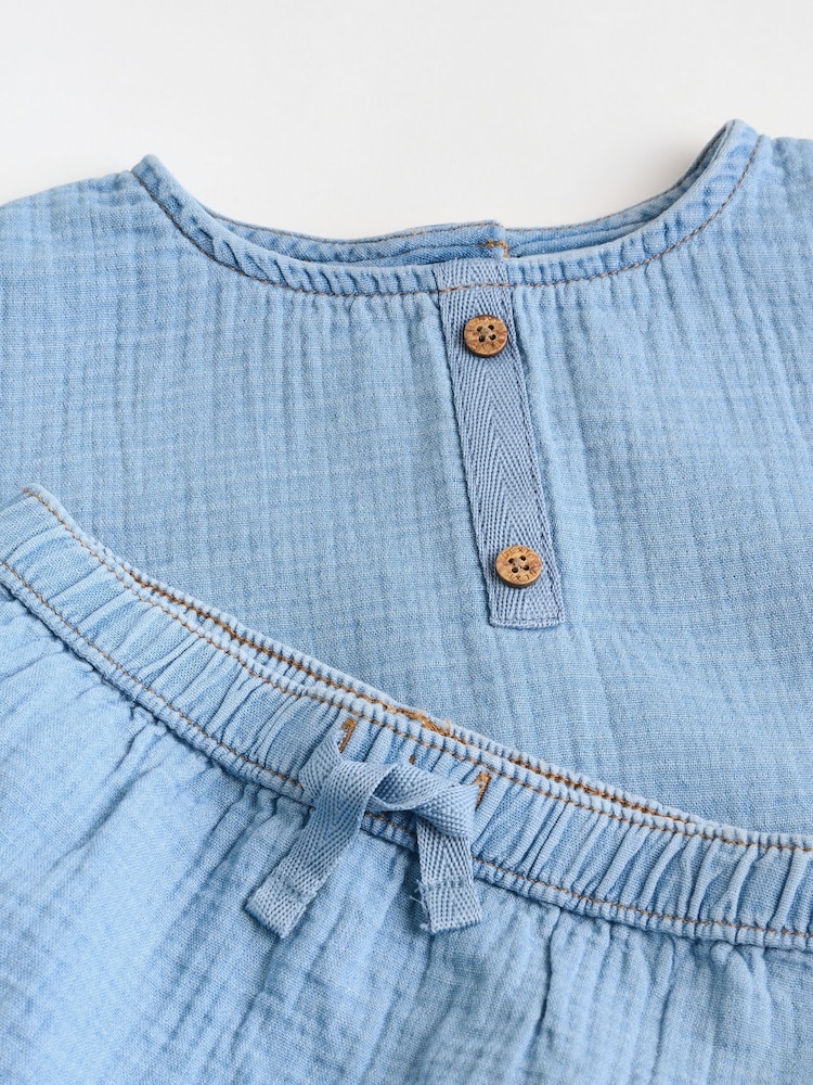 Bleu Denim - Ensemble haut et short bébé (0mois-3ans) - Image 12 of 15