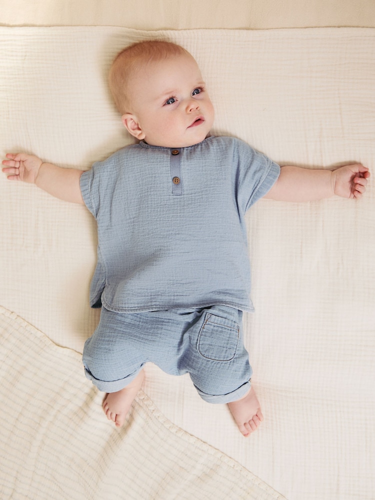 Denim Blue Top and Shorts Baby Set (0mths-3yrs) - Image 2 of 15 Denim Blue Top and Shorts Baby Set (0mths-3yrs) - Image 2 of 15
