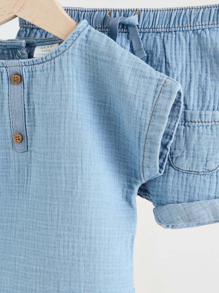 Bleu Denim - Ensemble haut et short bébé (0mois-3ans) - Image 7 of 15