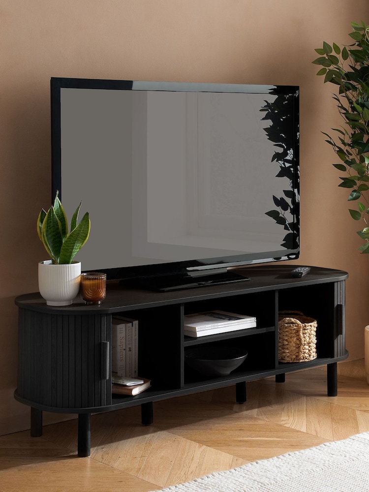 Birlea Black Effect Axel Small Fluted TV Unit - Image 2 of 9 Birlea Black Effect Axel Small Fluted TV Unit - Image 2 of 9