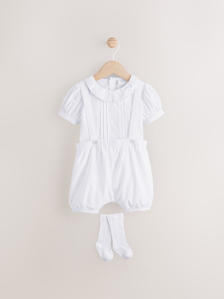 White Smart Shirt, Shorts And Socks 3 Piece Set (0mths-2yrs) - Image 4 of 10