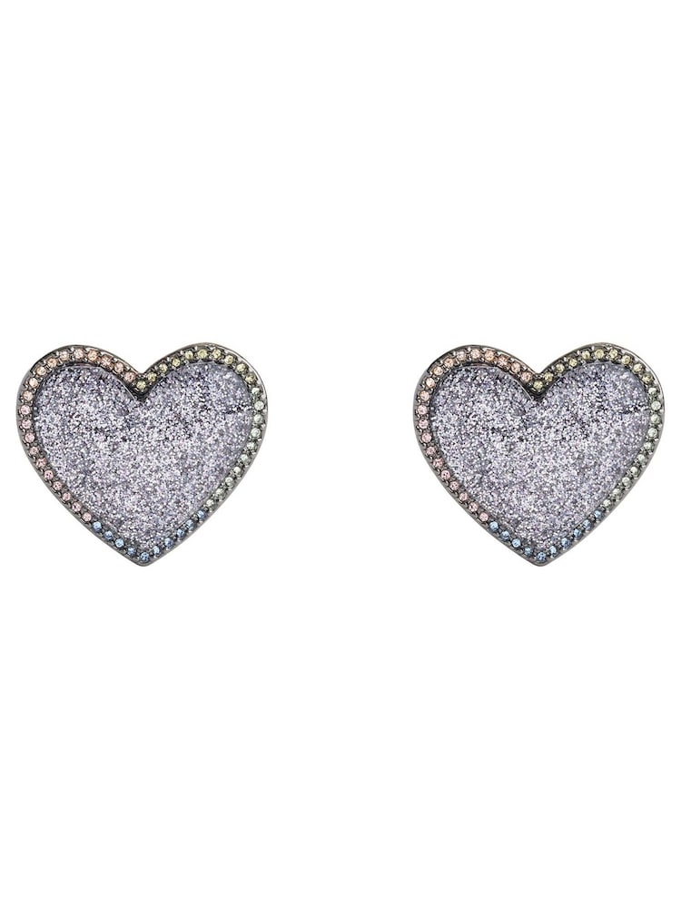 COACH Blue Glitter Bubble Heart Stud Earrings - Image 1 of 3