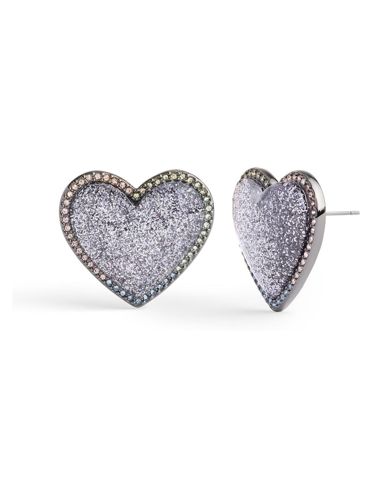 COACH Blue Glitter Bubble Heart Stud Earrings - Image 3 of 3