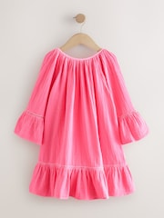 Pink 100% Cotton Beach Kaftan Dress (3-16yrs) - Image 5 of 7
