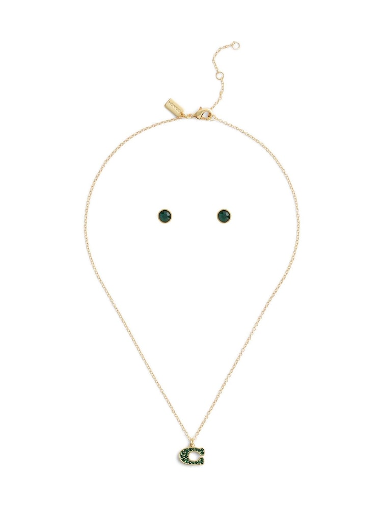 COACH Green Signature Pavé C Jewelry Set - Image 1 of 6