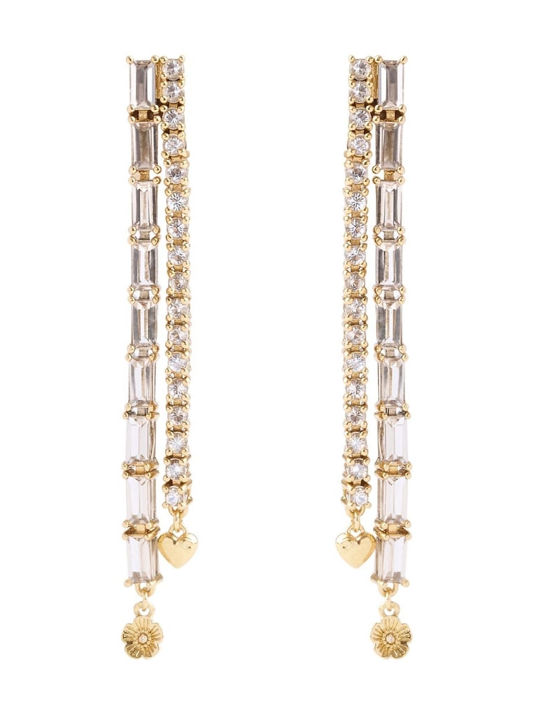 COACH Silver Tone Signature Charm Tennis Earrings - Image 1 of 3