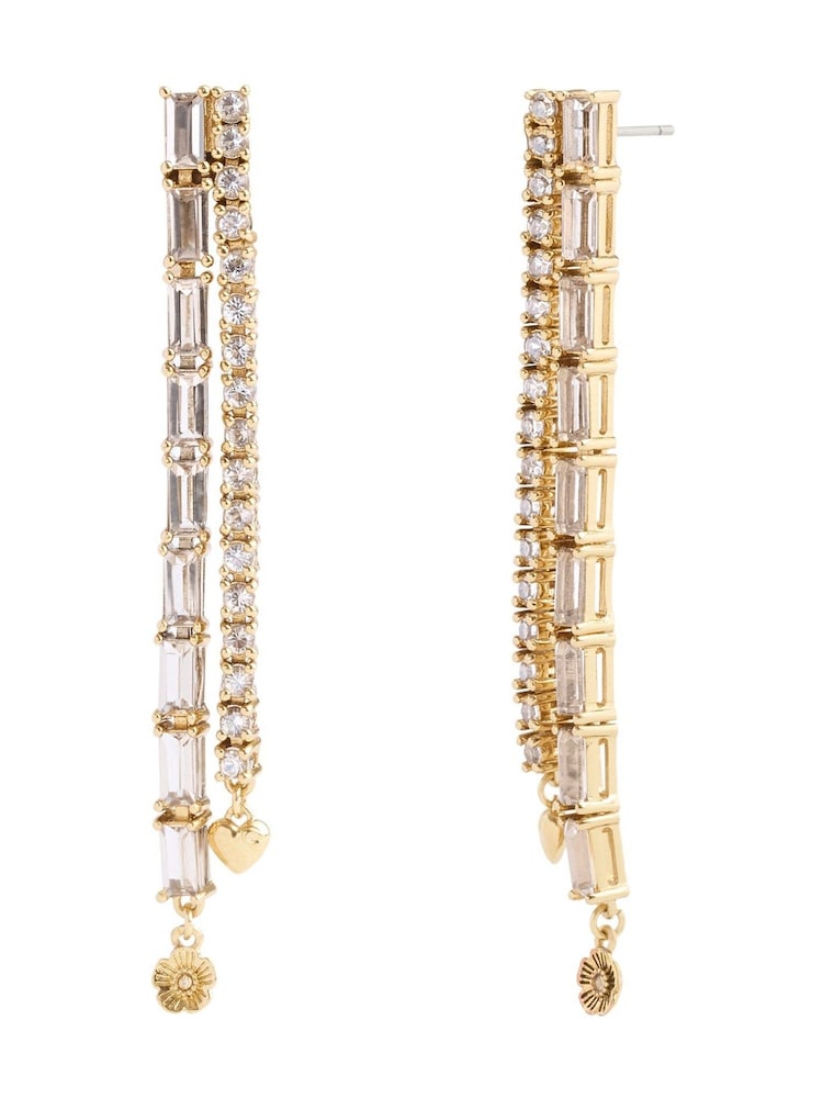 COACH Silver Tone Signature Charm Tennis Earrings - Image 2 of 3