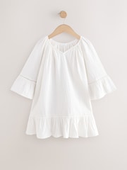 White 100% Cotton Beach Kaftan Dress (3-16yrs) - Image 4 of 7