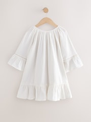 White 100% Cotton Beach Kaftan Dress (3-16yrs) - Image 5 of 7