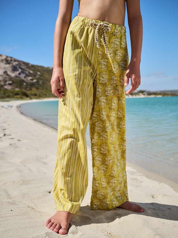 Vert olive - Pantalon de plage imprimé 100% coton (3-16ans) - Image 1 of 7