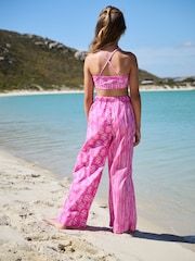 Pink Printed 100% Cotton Beach Trousers (3-16yrs) - Image 3 of 7