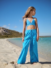 Blue Printed 100% Cotton Beach Trousers (3-16yrs) - Image 1 of 8