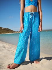 Blue Printed 100% Cotton Beach Trousers (3-16yrs) - Image 2 of 8