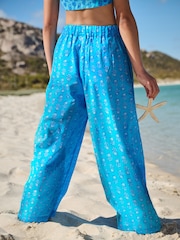 Blue Printed 100% Cotton Beach Trousers (3-16yrs) - Image 3 of 8