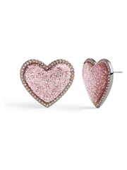 COACH Pink Glitter Bubble Heart Stud Earrings - Image 3 of 3