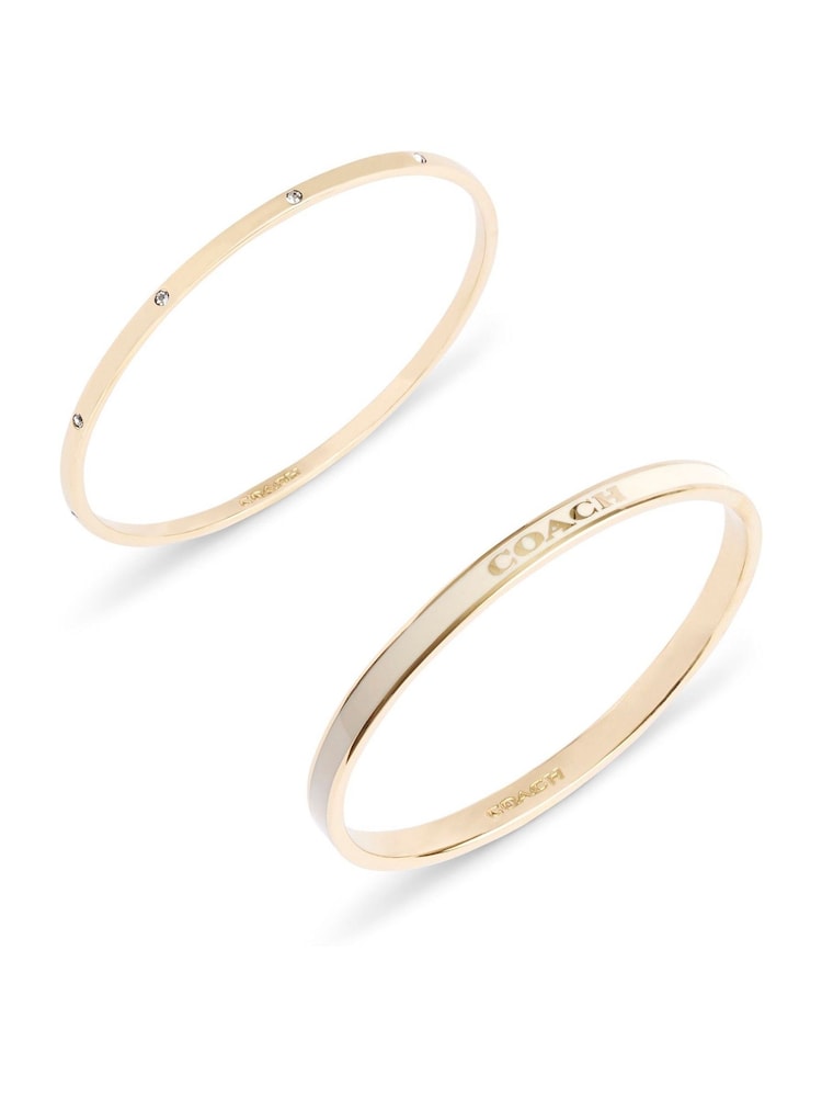 COACH Gold Tone Signature Duo Boxed Bangle Set - Image 2 of 3