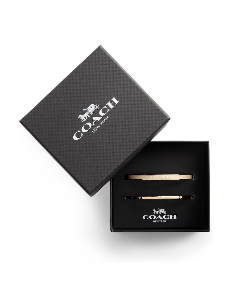 COACH Gold Tone Signature Duo Boxed Bangle Set - Image 3 of 3