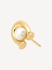 COACH Gold Tone Pearl Signature Stud Earrings - Image 3 of 4