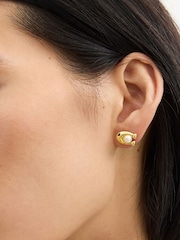 COACH Gold Tone Pearl Signature Stud Earrings - Image 4 of 4