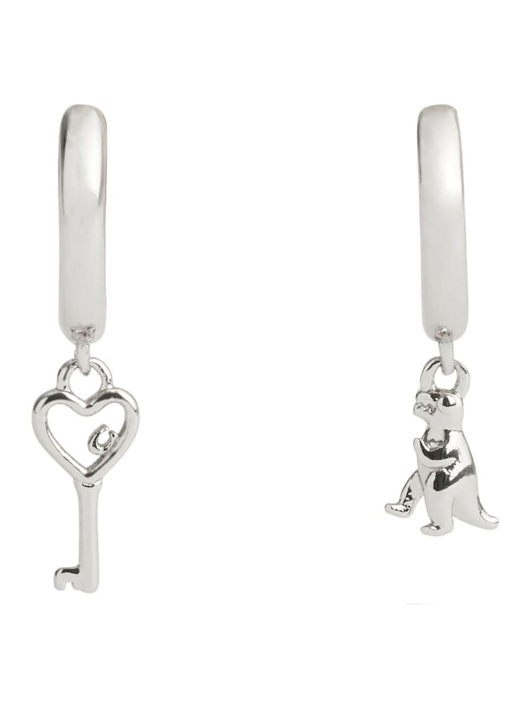 COACH Mini Silver Signature Rexy Charm Mismatch Huggies - Image 1 of 3