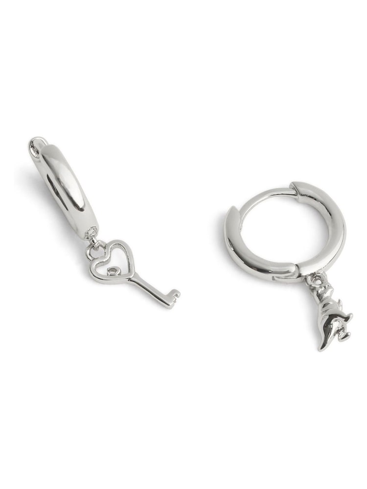 COACH Mini Silver Signature Rexy Charm Mismatch Huggies - Image 2 of 3