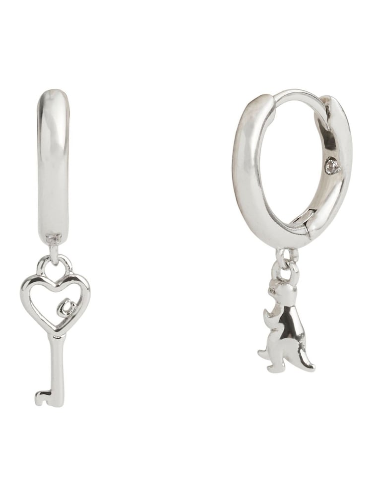 COACH Mini Silver Signature Rexy Charm Mismatch Huggies - Image 3 of 3