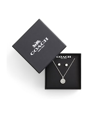 COACH Silver Tone Signature Quilted Coin Jewelry Set - Image 6 of 6