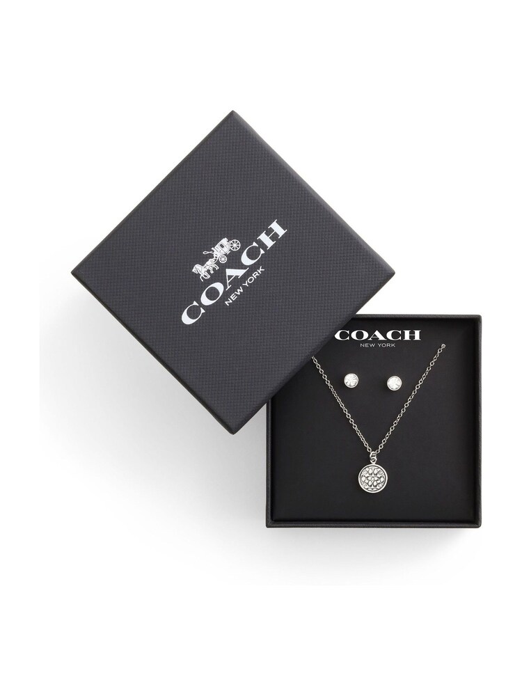 COACH Silver Tone Signature Quilted Coin Jewelry Set - Image 6 of 6 COACH Silver Tone Signature Quilted Coin Jewelry Set - Image 6 of 6