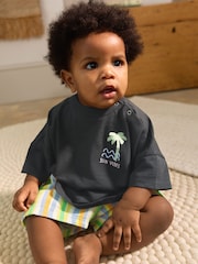 Charcoal Palm Baby T-Shirt and Shorts Set - Image 1 of 14
