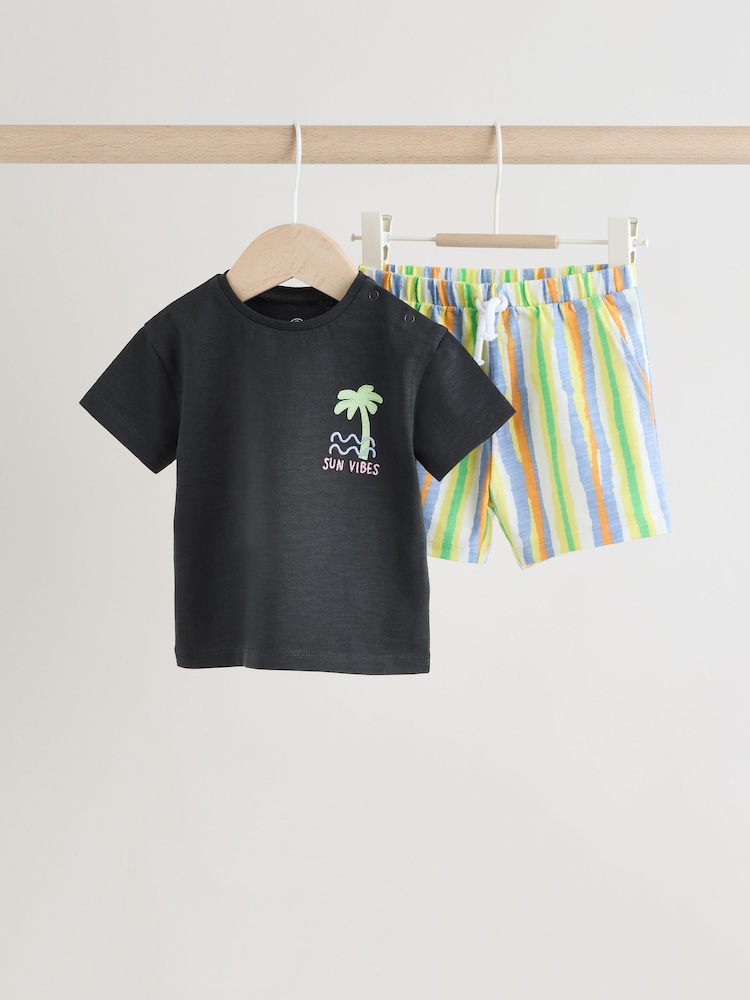Charcoal Palm Baby T-Shirt and Shorts Set - Image 2 of 14