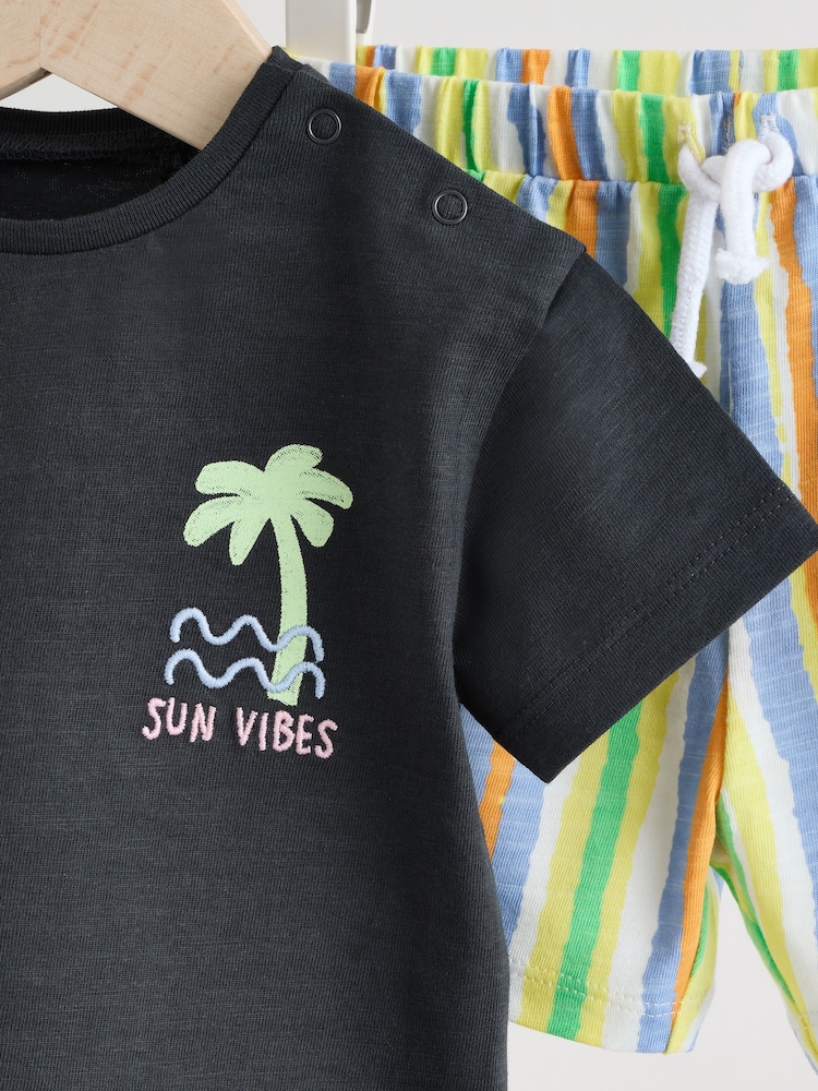 Charcoal Palm Baby T-Shirt and Shorts Set - Image 8 of 14