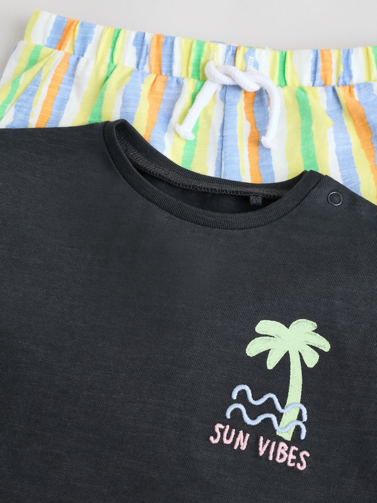Charcoal Palm Baby T-Shirt and Shorts Set - Image 9 of 14