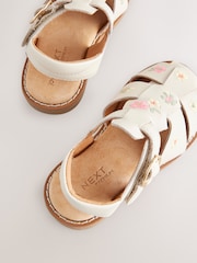 Neutral Embroidered Flower Leather Fisherman Sandals - Image 3 of 6