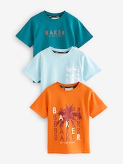 Modra/oranžna - Baker by Ted Baker Graphic potisk; vzorec majica 3 Pakiranje - Slika 1 iz 7