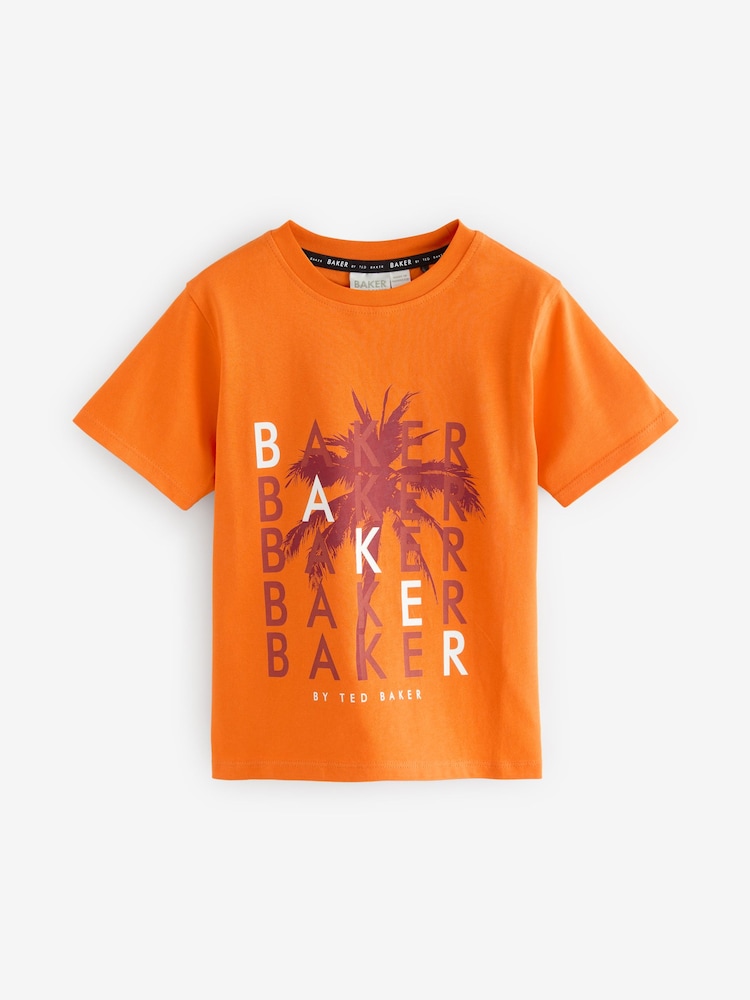 Modra/oranžna - Baker by Ted Baker Graphic potisk; vzorec majica 3 Pakiranje - Slika 2 iz 7