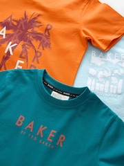 Modra/oranžna - Baker by Ted Baker Graphic potisk; vzorec majica 3 Pakiranje - Slika 7 iz 7