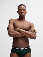 BOSS Green Logo Waistband Stretch Cotton Boxer Briefs 3 Pack - Image 1 of 7