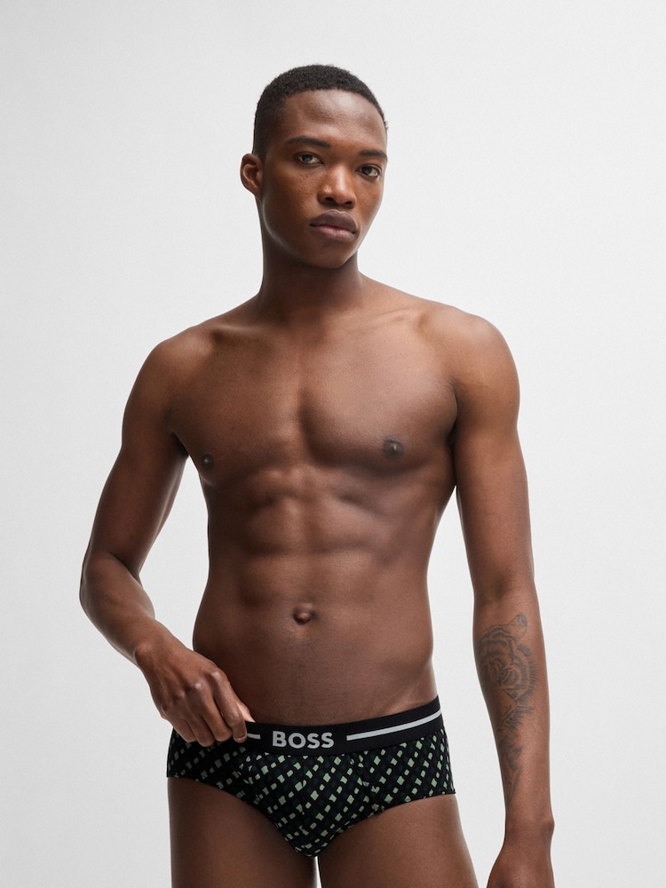BOSS Green Logo Waistband Stretch Cotton Boxer Briefs 3 Pack - Image 2 of 7
