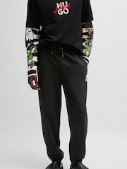 HUGO Black Double Logo 100% Cotton Terry Tracksuit Bottoms - Image 1 of 6